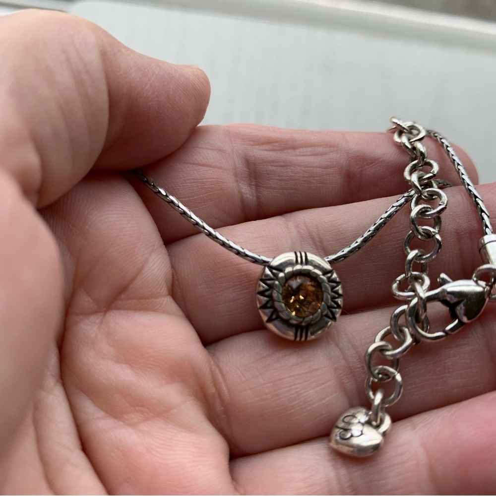 Brighton Reversible Silver Necklace - amber and clear stones - Picture 11 of 14